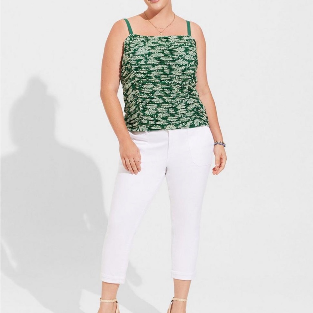 Stretch Mesh Cropped Shirred Cami Top - Picture 4 of 4